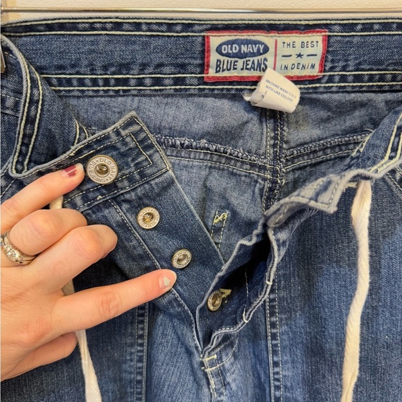Old Navy Blue Relaxed Fit Jeans with Drawstring Waistband Denim Women’s Size 2 - Picture 7 of 16